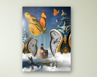 Time Travelling Canvas Wall Art, Salvador Dali Canvas Print, Surreal Canvas Prints, Salvador Dali Posters, Decorative Wall Art, Gift For Her