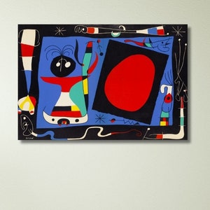 Joan Miró Wall Art, Joan Miro Wall Art Poster Canvas, Joan Miro Wall Decor Canvas Print, Ready to Hang Panel, Abstract Paiting, Home Decor
