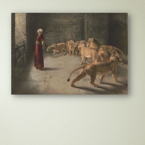 Briton Riviere Daniel Praying with the Lions Canvas, Briton Riviere Wall Art Canvas Print, Briton Riviere Poster, Vintage art, Home Decor