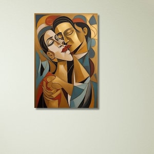 Picasso Love Cubist, Cubist Canvas Poster Wall Art Print, Woman and Man Cubist Wall Art Poster, Modern Fine Art, Home Decor, Ready to Hang