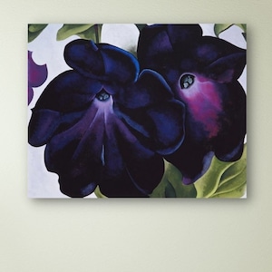 O'keeffe Black and Purple Petunias Print on Canvas, Georgia