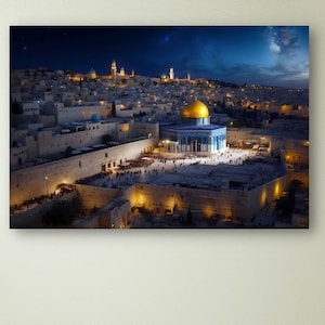 Masjid Al Aqsa Canvas Wall Art, Masjid Al Aqsa Poster Canvas Print Wall Hanging Decor, Masjid Al Aqsa Islamic Artwork Giclée Print Painting