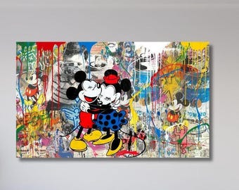 Banksy Micky Maus Graffiti Wand Kunst Leinwand druck, Geschenk Wanddeko