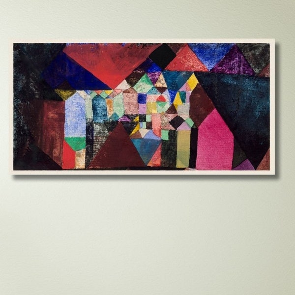 Paul Klee Municipal Jewel Wall Art Canvas Print, Cartel de Paul Klee, Abstracto, Expresionismo, Arte de pared de decoración del hogar, Listo para colgar, Cueva del hombre