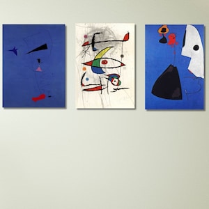 Joan Miro Set of 3 Print, Joan Miro Canvas Wall Art Poster Print, Joan Miro Wall Art, Home Decor, Ready to Hang, Abstract, Exhibition Poster