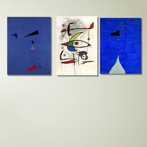 Joan Miro Set of 3 Print, Joan Miro Canvas Wall Art Poster Print, Joan Miro Wall Art, Home Decor, Ready to Hang, Abstract, Exhibition Poster
