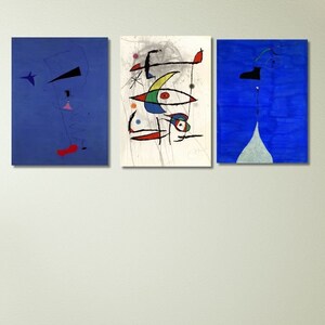 Joan Miro Set of 3 Print, Joan Miro Canvas Wall Art Poster Print, Joan Miro Wall Art, Home Decor, Ready to Hang, Abstract, Exhibition Poster
