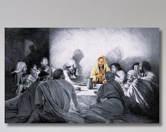 Last Supper Wall Art Canvas Print: Christian Poster, Jesus and Disciples Poster