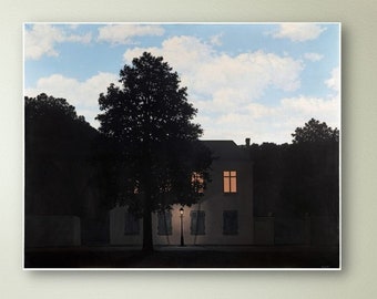 Reich des Lichts by Rene Magritte, Reproduktion Leinwand, Rene Magritte Leinwanddruck, Leinwand Geschenk, Leinwand dekor, Magritte Wand Kunst Poster,