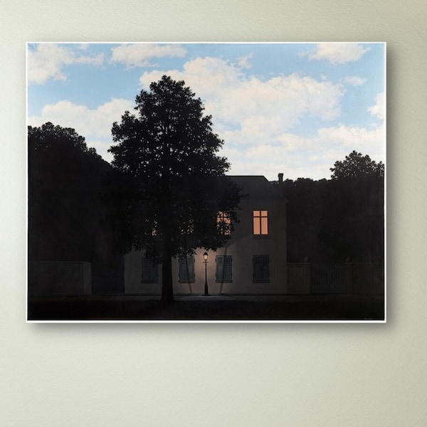 Das Reich des Lichts von Rene Magritte, Reproduktion Leinwand, Rene Magritte Leinwand Druck, Leinwand Geschenk, Leinwand Dekor, Magritte Wand Kunst Poster,