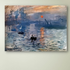 Claude Monet impressie zonsopgang 1872, vintage poster, Claude Monet canvas, Claude Monet posterprint, Claude Monet kunst aan de muur, klaar om op te hangen