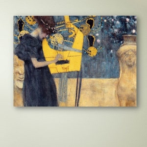 Gustav Klimt The Music, Gustav Klimt Poster, Canvas Wall Art, Gustav Klimt Gallery,Wrapped Giclee Wall Art Print, Gustav Klimt