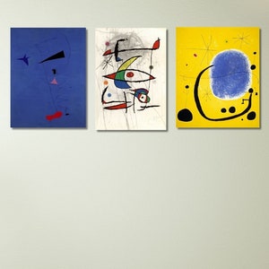 Joan Miro Set of 3 Print, Joan Miro Canvas Wall Art Poster Print, Joan Miro Wall Art, Home Decor, Ready to Hang, Abstract, Exhibition Poster