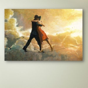 Lienzo decorativo para pared con baile de tango sobre la cuerda, póster de baile de tango, decoración de pared, decoración del hogar y la oficina, decoración de pared para sala de música, lienzo de baile