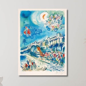 Marc Chagall Battaglia di fiori, Marc Chagall Canvas Wall Art, Marc Chagall Poster, Poster della mostra, Arte espressionista, Arredamento per la casa,