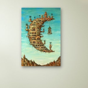Salvador Dali Living on the Moon, Salvador Dalí Canvas Wall Art, Salvador Dali Exhibition Poster Print Surrealism art, Salvador Dali CANVAS