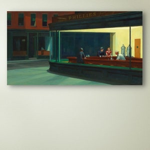Edward Hopper Nighthawks Modern wall art Reproduction canvas Trendy wall art Famous paintings Large canvas print Office decor Gallery art