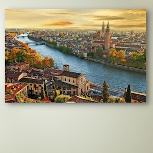 Verona Canvas Print Art,Italy Verona Canvas Wall Art,Verona Skyline,Verona Painting,Verona Wall Art,Verona Print,