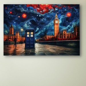 Doctor Who Tardis Box London Art, Doctor Who Wall Art, London Big Ben Telephone Box, Doctor Who Gifts, Doctor Who Tardis,Tardis Canvas Print