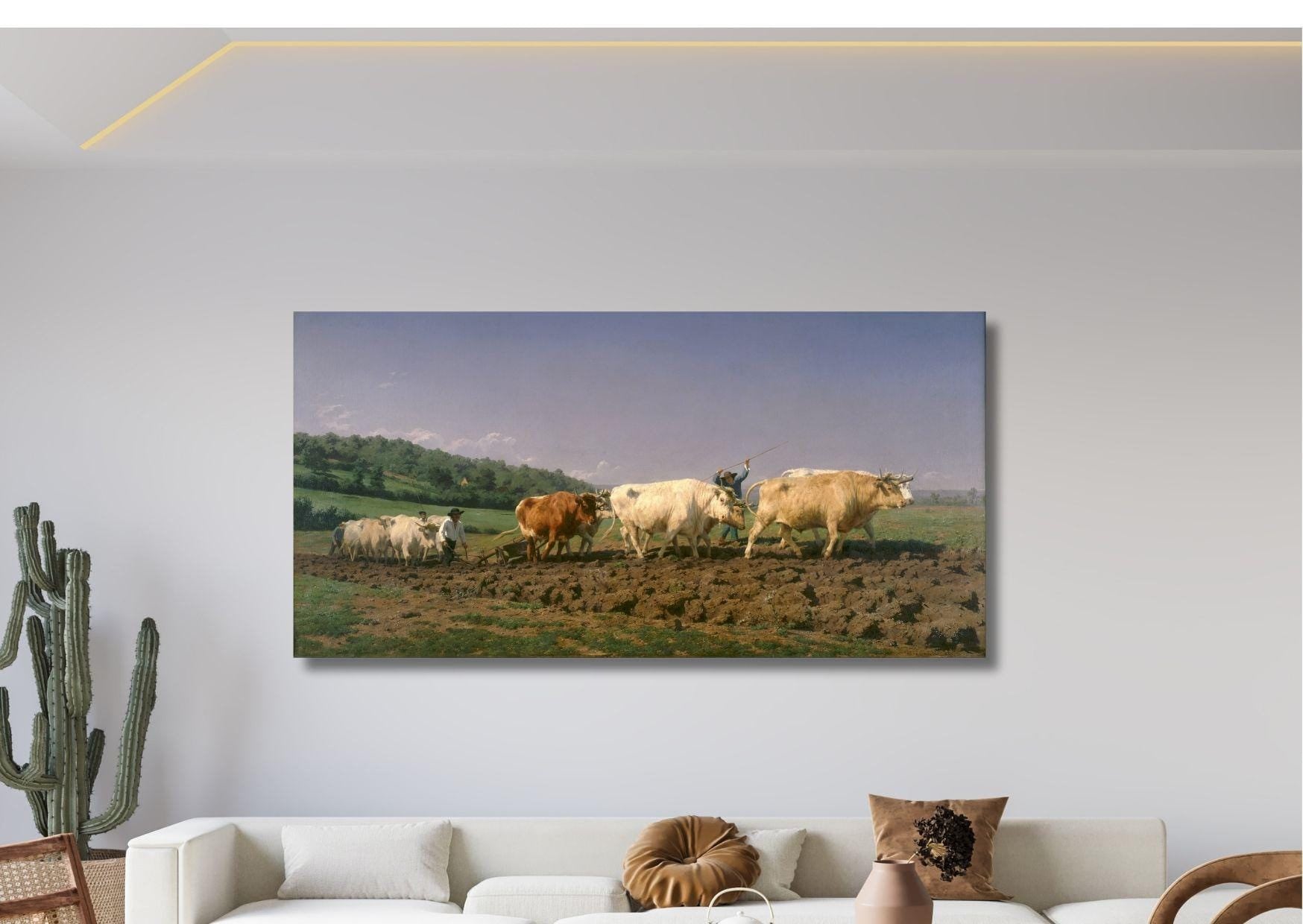 Rosa Bonheur Ploughing in the Nivernais, Rosa Bonheur Wall Art Canvas Print, Rosa Bonheur Poster, Home Decor, Wall Decor, Farming Landscape