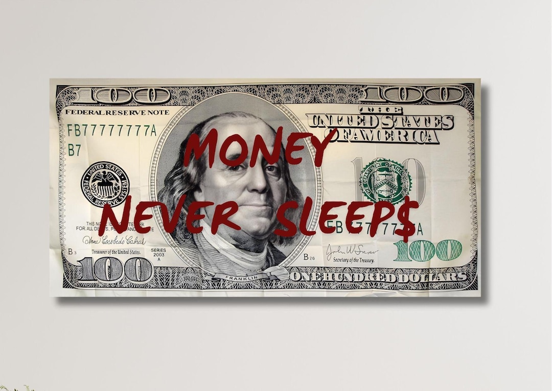 Money Never Sleeps Canvas Print: Inspirational Dollar Wall Art - Etsy