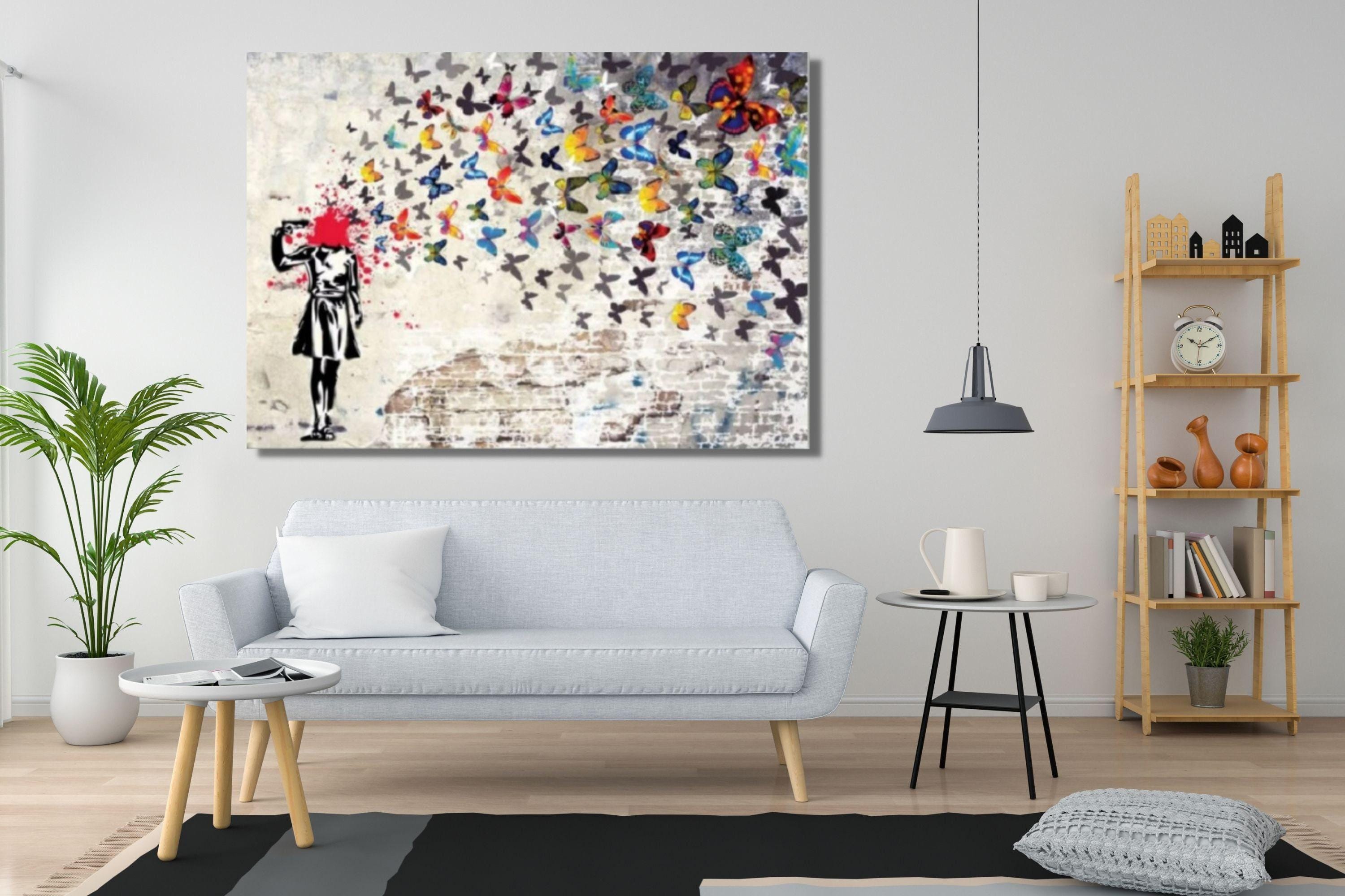 【額入り】超巨大バンクシー ☆ 少女と蝶 ストリートアート バクシア バンクシー 額入り】超巨大バンクシー ☆ 少女と蝶 ストリートアート バクシア