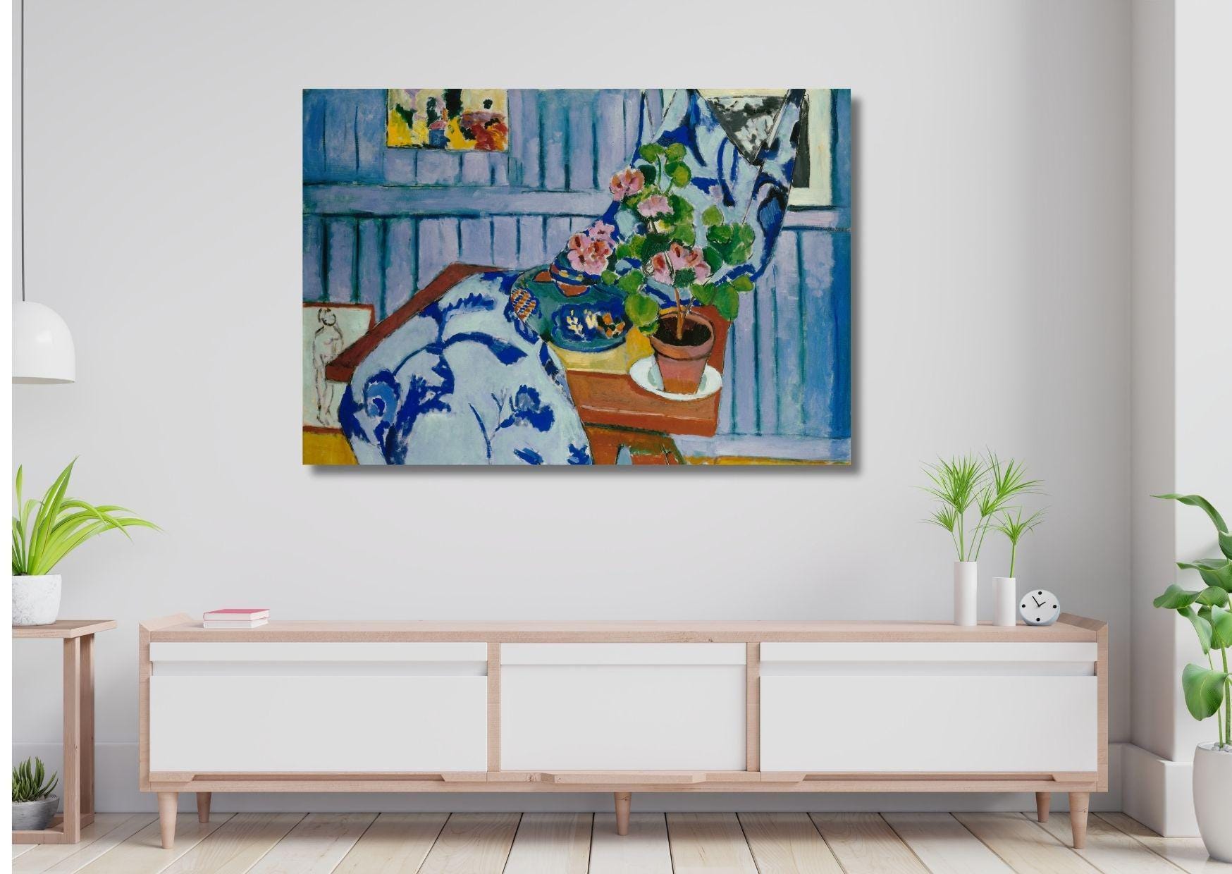 マティスの静物画「ゼラニウムのある静物画」：抽象キャンバスウォール