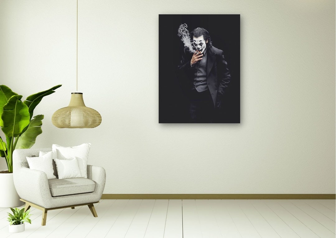 The Joker Canvas Wall Art, Dark Reflections Joker Smoking Canvas Dive