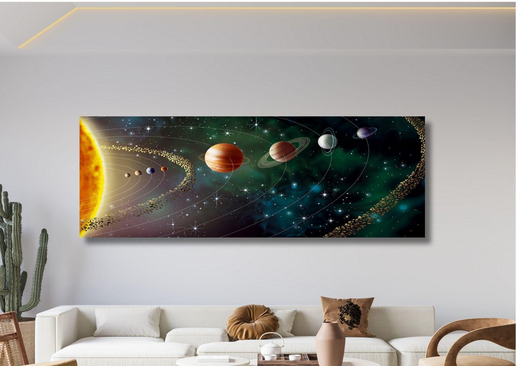 太陽系ウォールアート キャンバスプリント：惑星の壁飾り、すぐに掛け