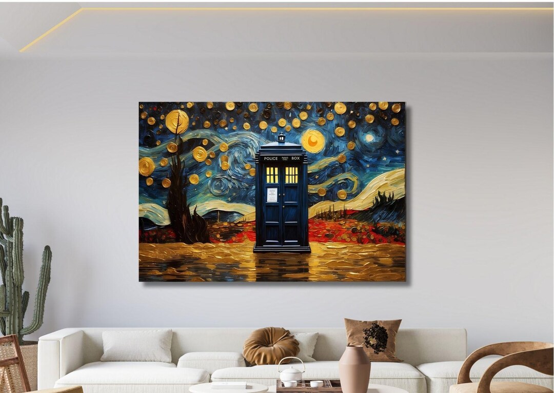 Doctor Who TARDIS Wall Art Canvas Print – Van Gogh Starry Night ...