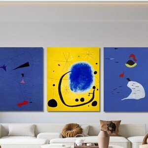Joan Miro Set of 3 Print, Joan Miro Canvas Wall Art Poster Print, Joan Miro Wall Art, Home Decor, Ready to Hang, Abstract, Exhibition Poster