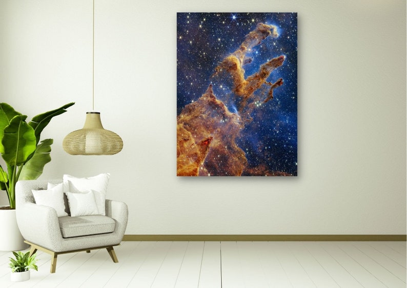 Pillars of Creation in the Eagle Nebula nircam and MIRI Composite Image