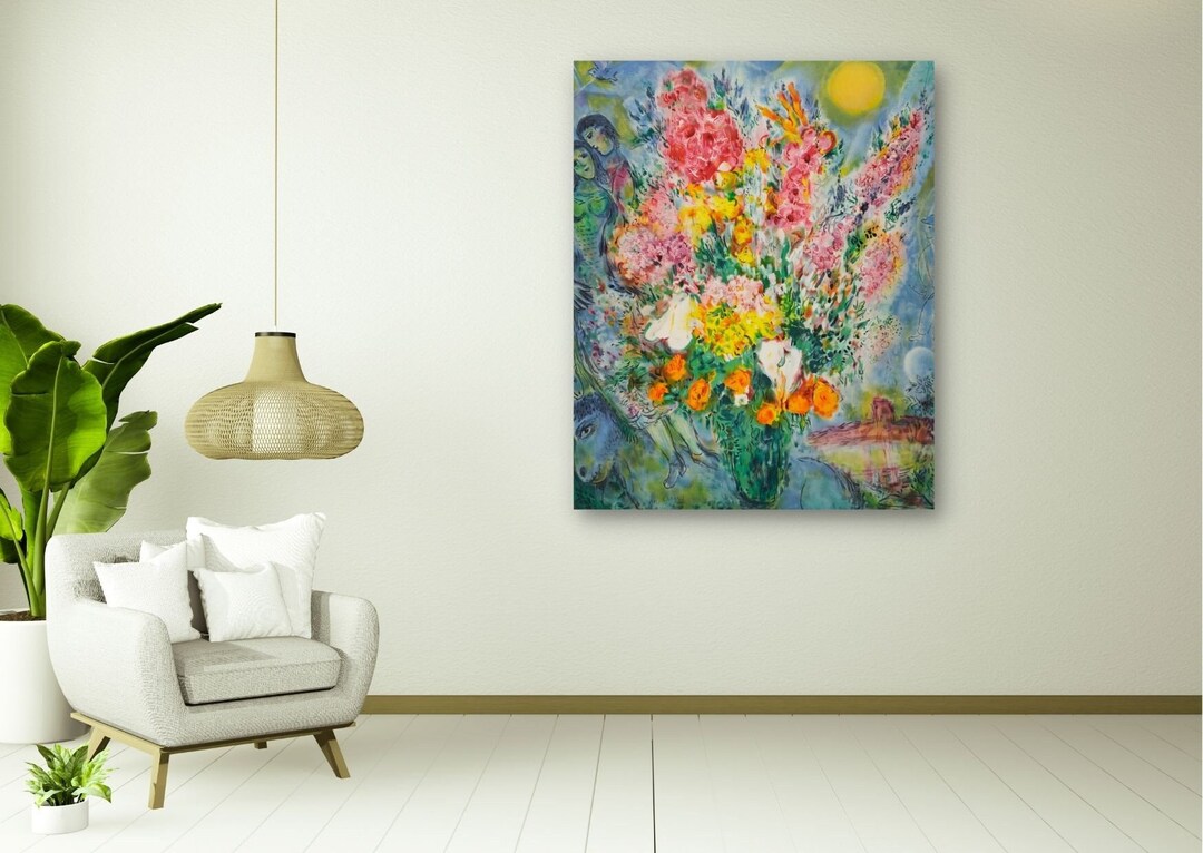 Marc Chagall ‚Karneval Der Blumen‘ Wandbild – 60x90 Cm, Auf Leinwand