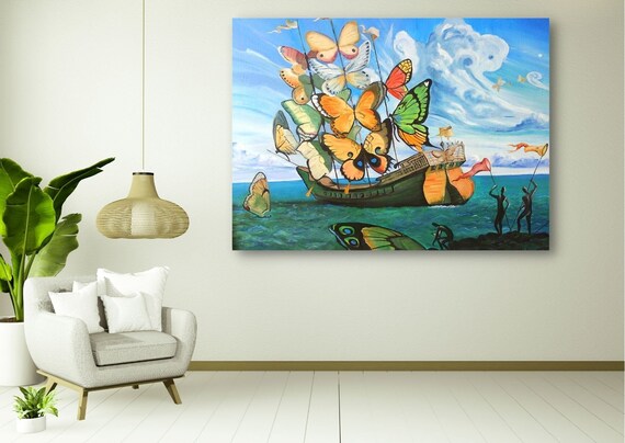 Salvador Dali Painting Butterfly Ship
