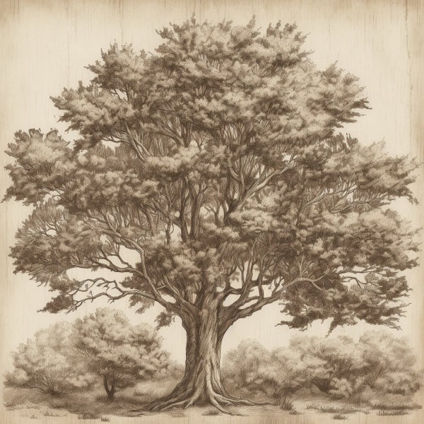 Vintage Neutral Tree: A Timeless and Elegant Nature Artwork