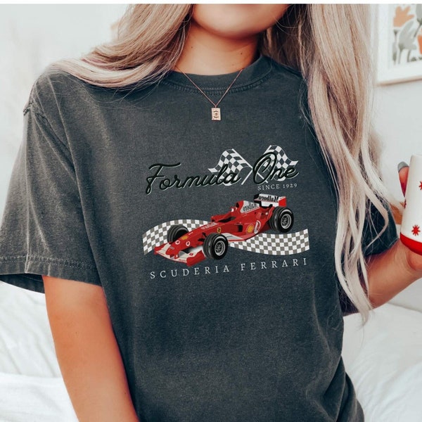 T-shirt retrò Comfort Colors Formula 1, stile vintage Scuderia Ferrari Design, per i fan di F1