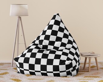 Checkered Bean Bag Cover, Customization for Bean Bag Chair, Case for Bean Bags, Black and White Home decor, House Decorations, Livingroom