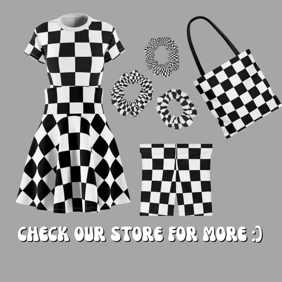 Checkered Women s Skater Skirt Black and White Skirt for Women
