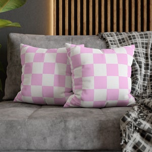 Checkerd Pattern Pillow Cover, Danish Pastel Pink And White Square Pillow Case,Home Decor,Room decorations,Cushion Covers, Decorative Pillow