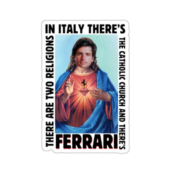 Carlos Sainz Jesus Sticker, Funny Formula 1 Religious Sainz Jr & Ferrari, Scuderia Ferrari Formula 1 Stickers, Gift For F1 Fans, Religion