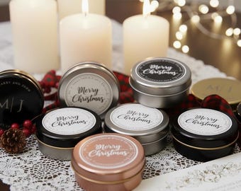 Christmas Candle Favors, Custom Coworker Favors in Bulk, Holiday Thank You Gift, Rustic Holiday Favor, Engraved Tealight Holder, Xmas Gifts