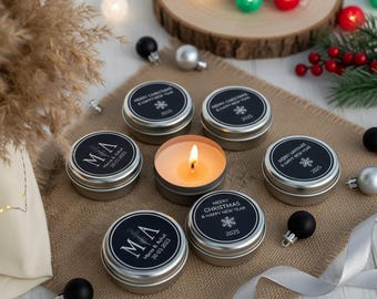 Bulk Christmas Gifts, Christmas Personalized Candle Favor,Happy Holiday Favors, Christmas Wooden Candle Holder,Merry Christmas
