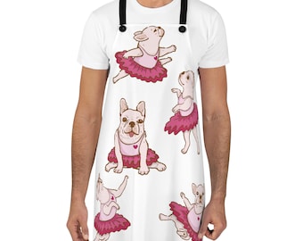 Adult cute dog apron. Perfect gift for chefs with dogs. Bulldog ballerina