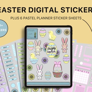 Easter Digital Planner Stickers | Goodnotes Stickers | PNG Stickers | iPad Stickers | iPad Planner Stickers