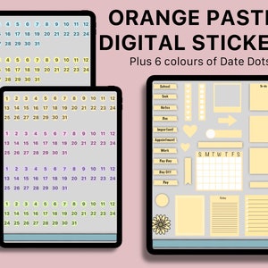 Pastel ORANGE Digital Planner Stickers | Goodnotes Stickers | PNG Stickers | iPad Stickers | iPad Planner Stickers