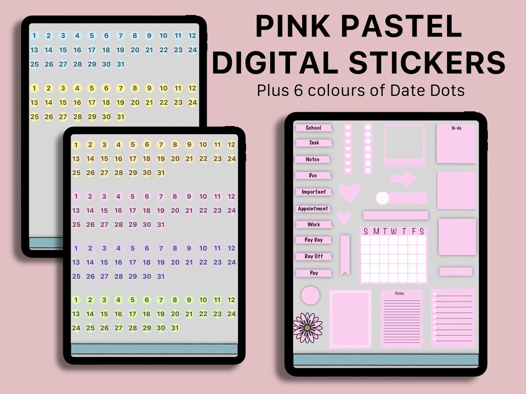 Pastel PINK Digital Planner Stickers | Goodnotes Stickers | PNG ...