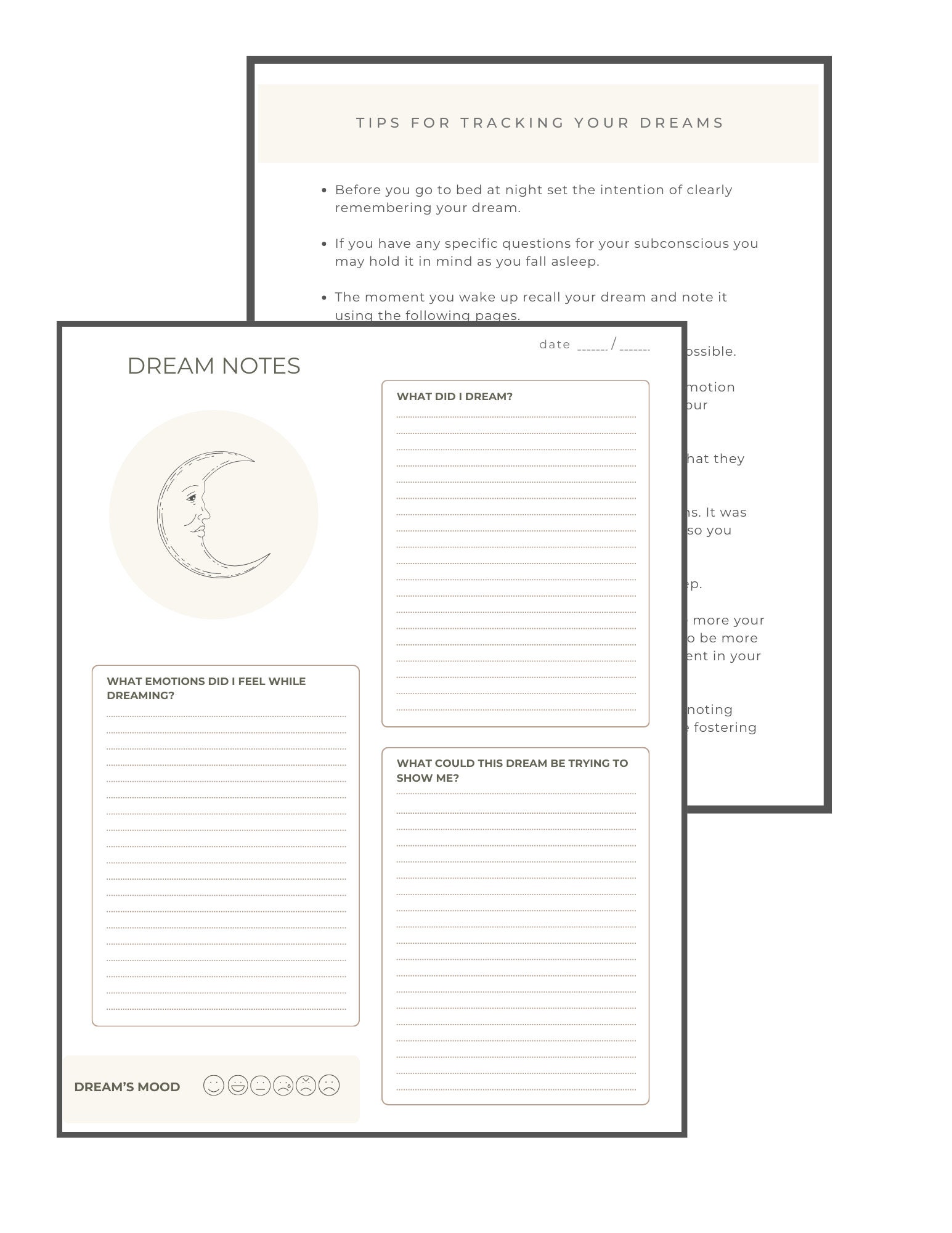 Printable Dream Journal - Etsy