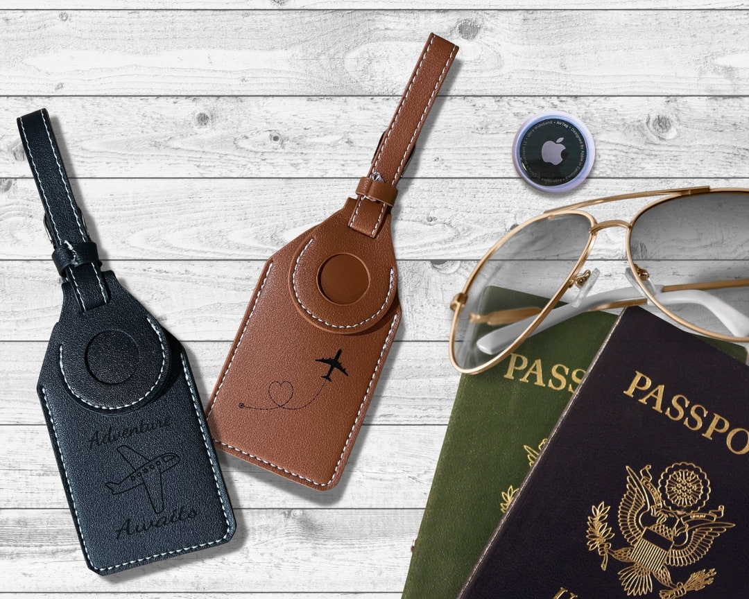 Custom PU Leather AirTag Luggage Holder Traveler Etsy
