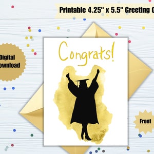 Digital Graduation Card (4.25&quot; x 5.5&quot;), Watercolor, Printable Card, Congratulations, College Graduation, High School Graduation
