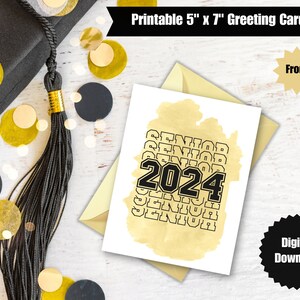 Carte numérique de remise des diplômes 2024 (5 x 7 po.), carte imprimable, félicitations, remise des diplômes du secondaire/collège